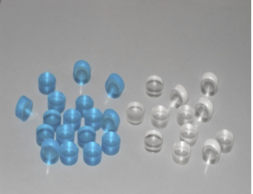 Blue and clear soft contact lens blanks