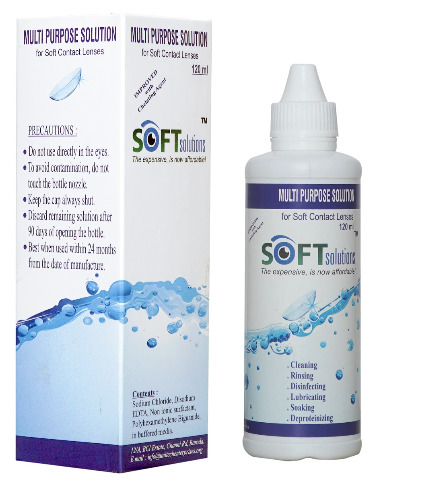 SOFT Solutions multipurpose contact lens solution bottle and carton